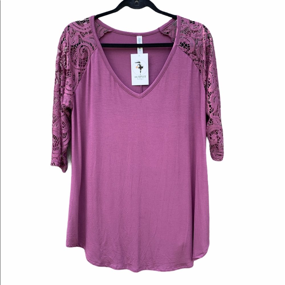 Zenana Premium Wine color Lace top NWT misc sizes - Picture 11 of 11